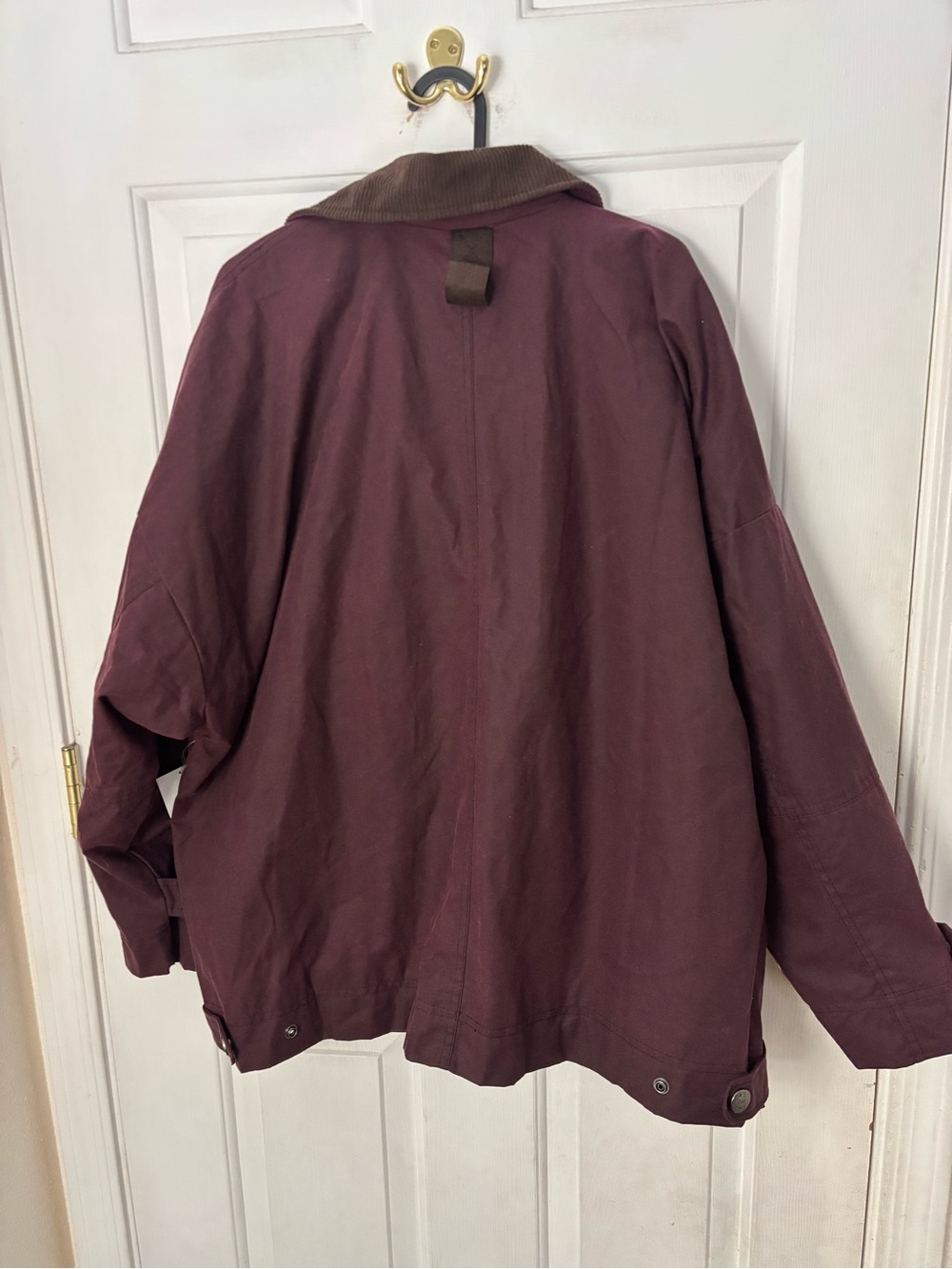 We The Free Burgundy Utility oversizes Jacket with Brown Corduroy Collar NWOT - Picture 2 of 9